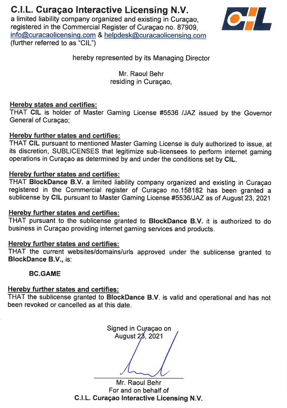 Curacao Interactive Licensing N.V.